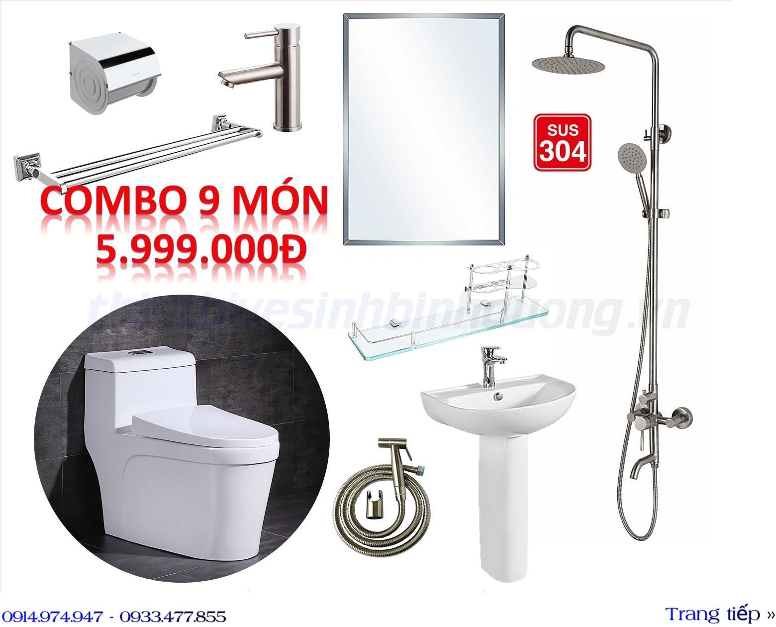 KM38- Bộ combo 9 món Bồn cầu
